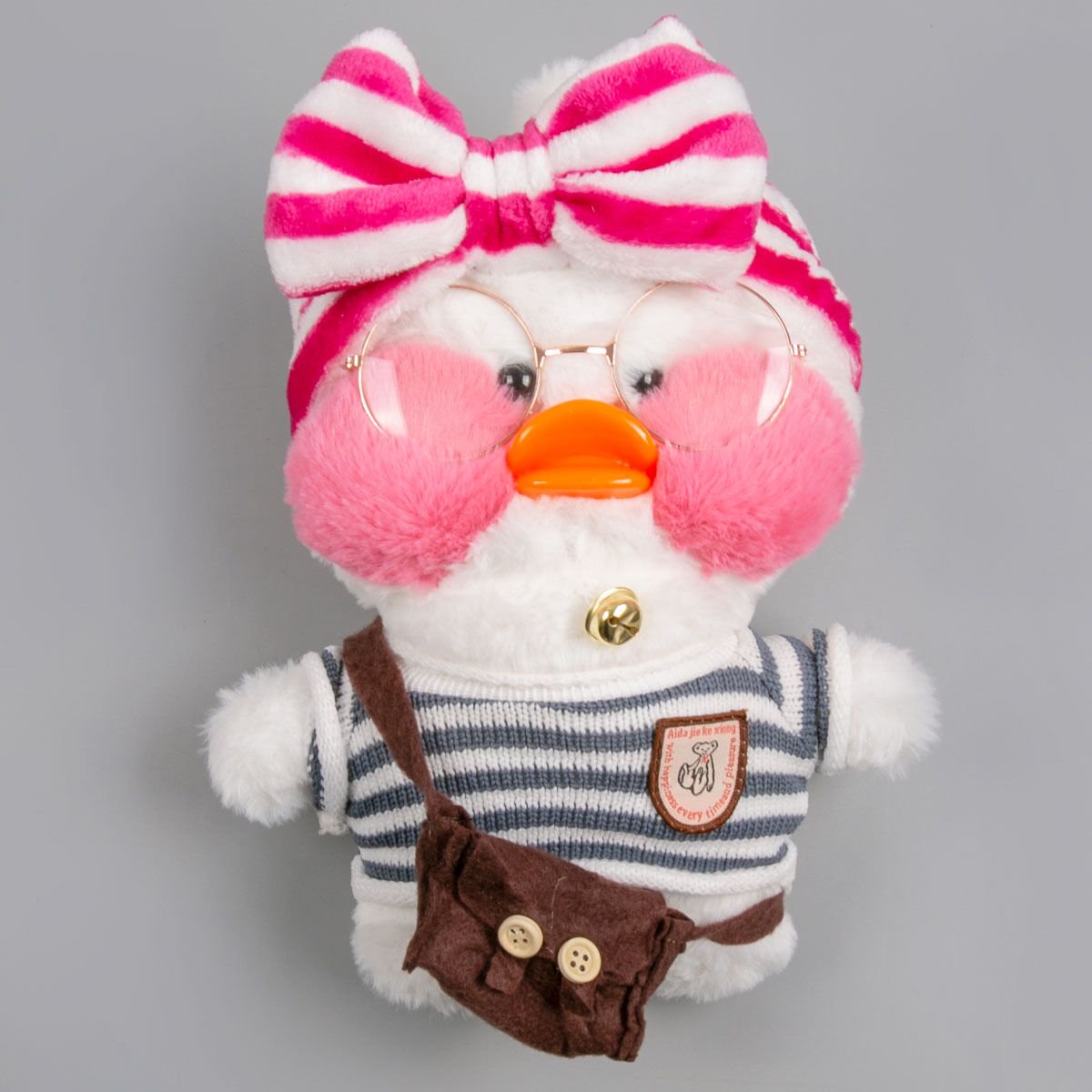 Мягкая игрушка Lalafan Утка белая/бело-серая/коричневая 30 см купить,NaN