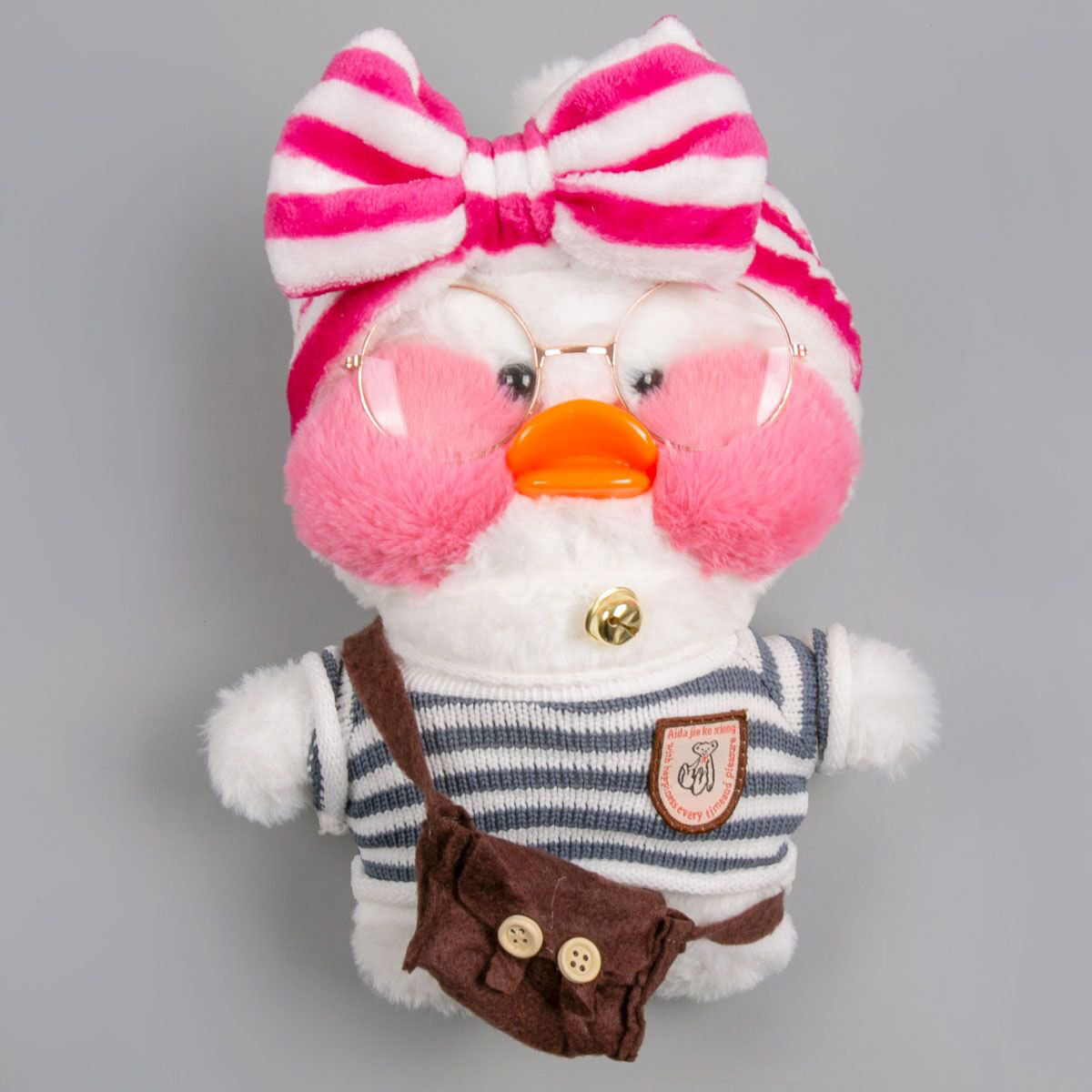 Мягкая игрушка Lalafan Утка белая/бело-серая/коричневая 30 см купить,NaN