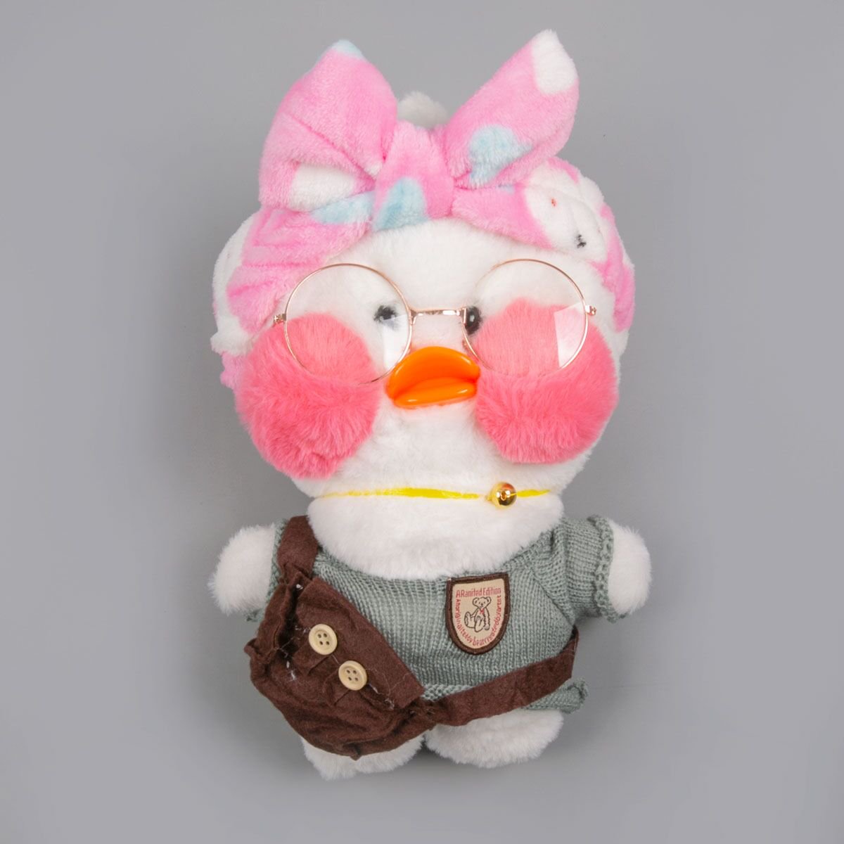 Мягкая игрушка Lalafan Утка белая/серая/коричневая 30 см купить,NaN