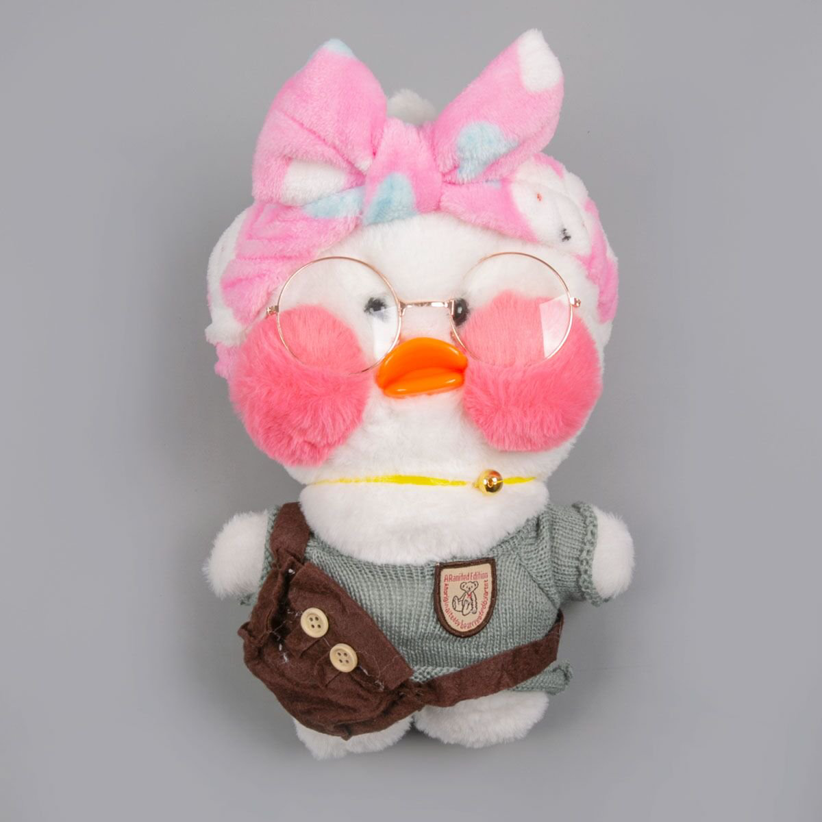 Мягкая игрушка Lalafan Утка белая/серая/коричневая 30 см купить,NaN
