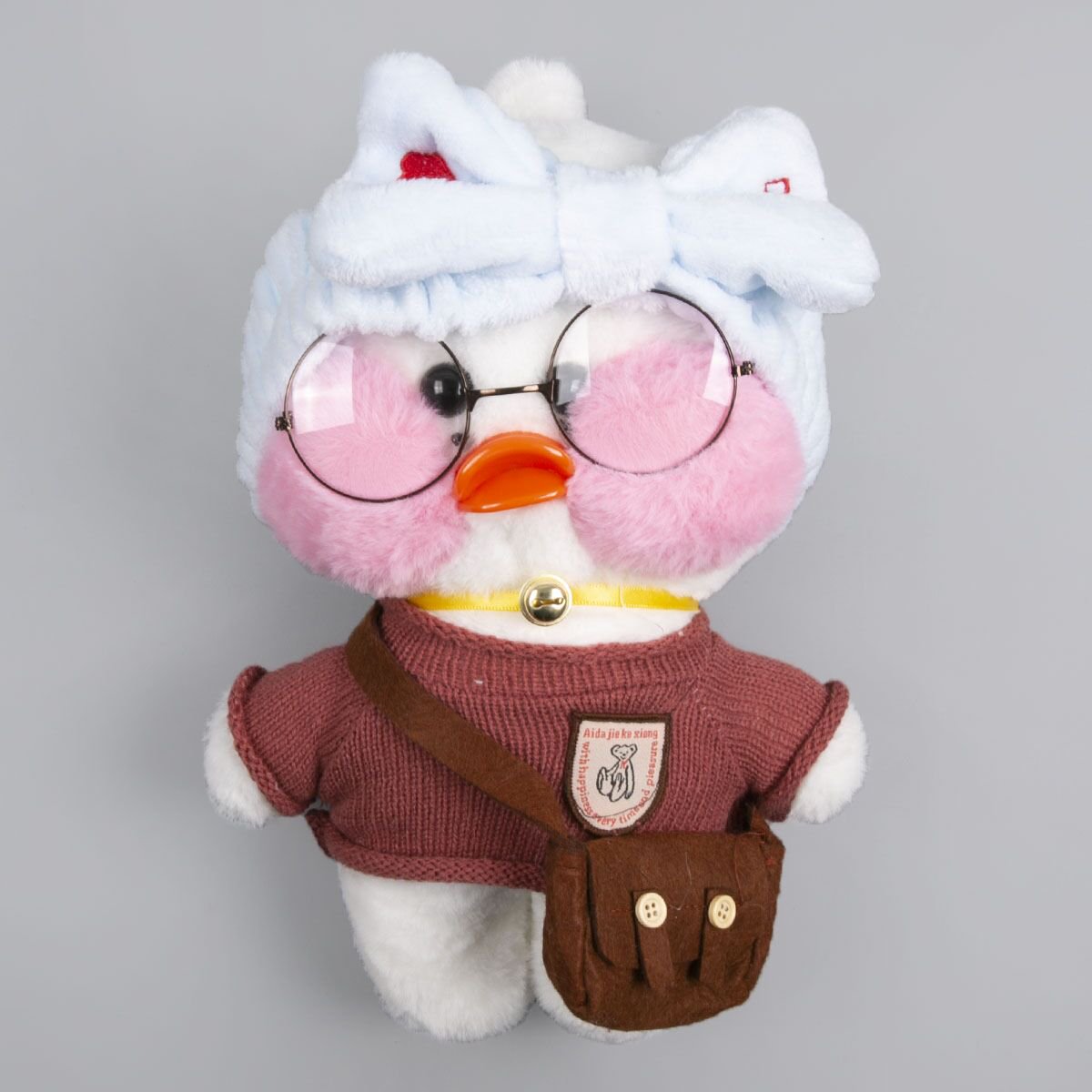 Мягкая игрушка Lalafan Утка белая/бордовая/коричневая 30 см купить,NaN