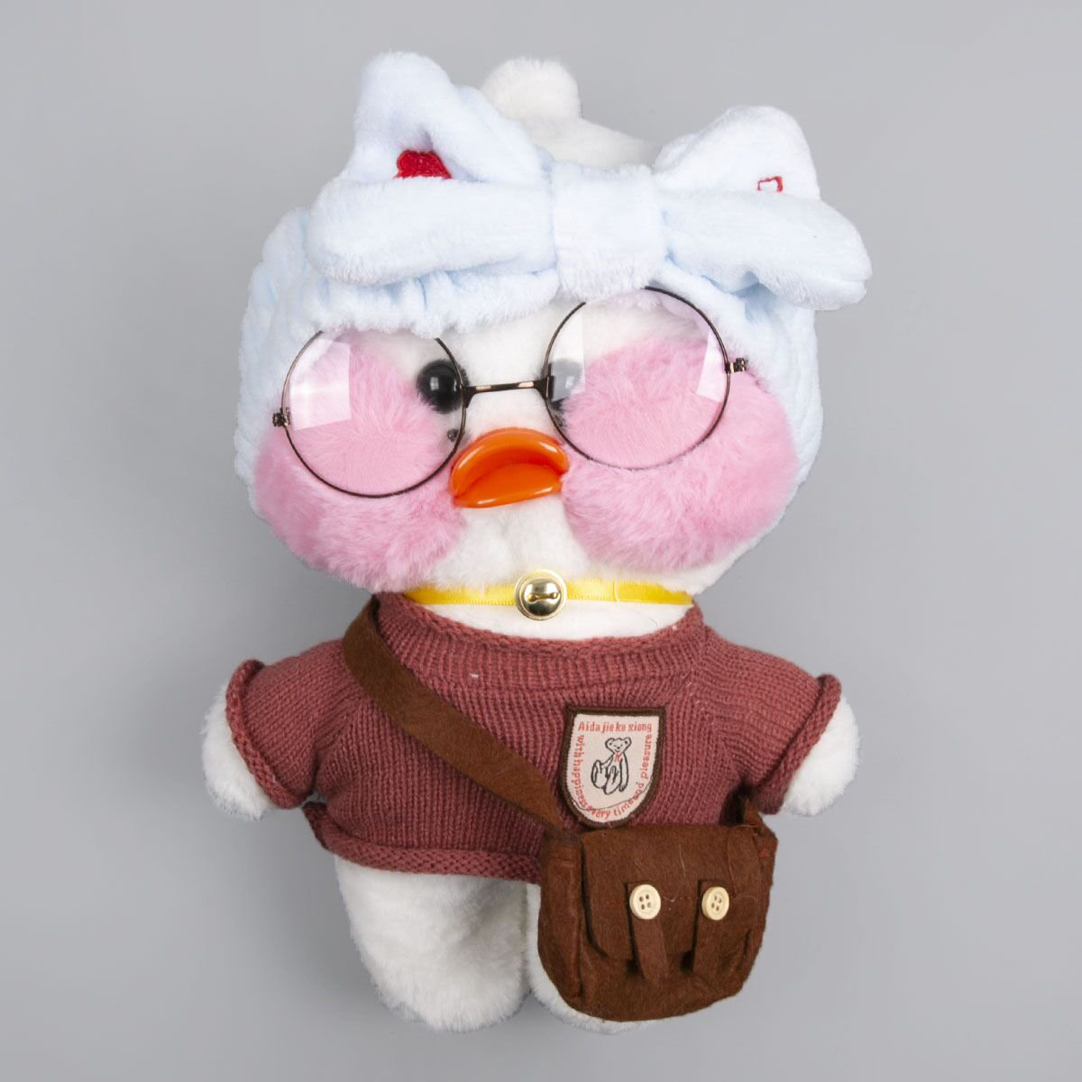 Мягкая игрушка Lalafan Утка белая/бордовая/коричневая 30 см купить,NaN