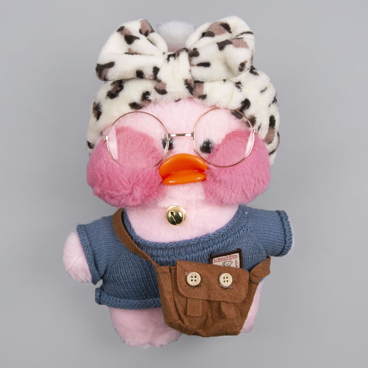 Мягкая игрушка Lalafan Утка розовая/синяя/коричневая 30 см купить,NaN