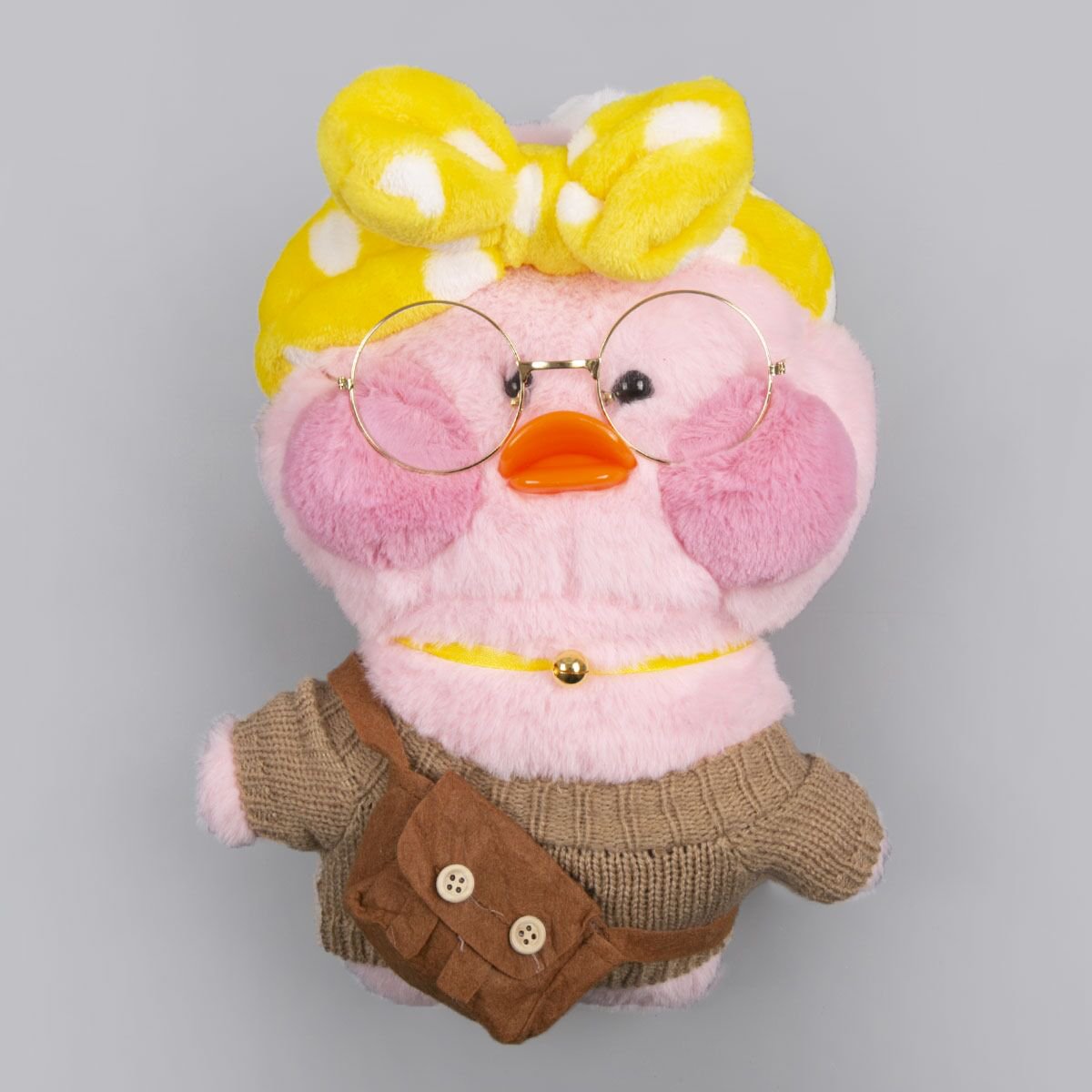 Мягкая игрушка Lalafan Утка розовая/коричневая/коричневая 30 см купить,NaN