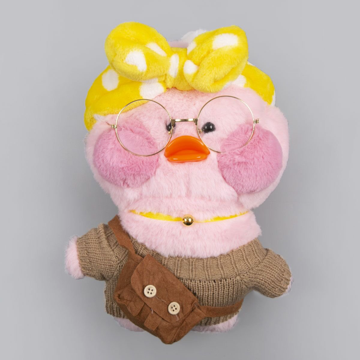 Мягкая игрушка Lalafan Утка розовая/коричневая/коричневая 30 см купить,NaN