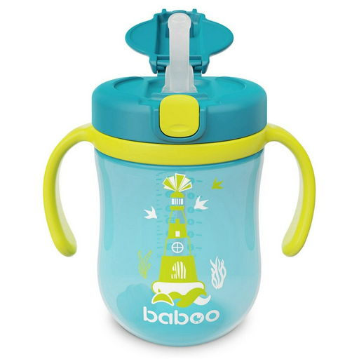 Поильник Baboo Marine с трубочкой 9м+ 300 мл зелёный 
