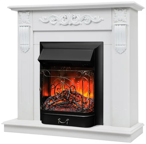Электрокамин RealFlame Dominica WT с очагом Majestic Lux Black 96х101х38см белый