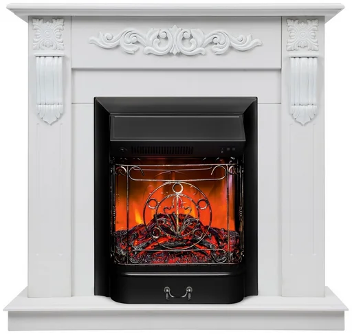 Электрокамин RealFlame Dominica WT с очагом Majestic Lux Black 96х101х38см белый