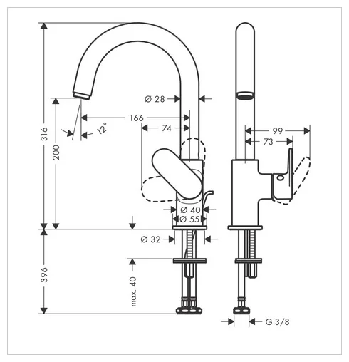 Смеситель Hansgrohe 71554000 хром купить,NaN