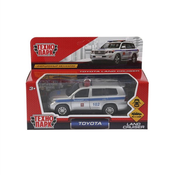 Машинка Технопарк Toyota Land Cruiser полиция 12.5см серебристая купить,NaN