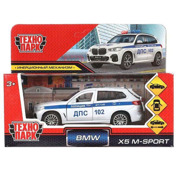 Машинка Технопарк  BMW X5 M-Sport полиция 12см белая купить,NaN