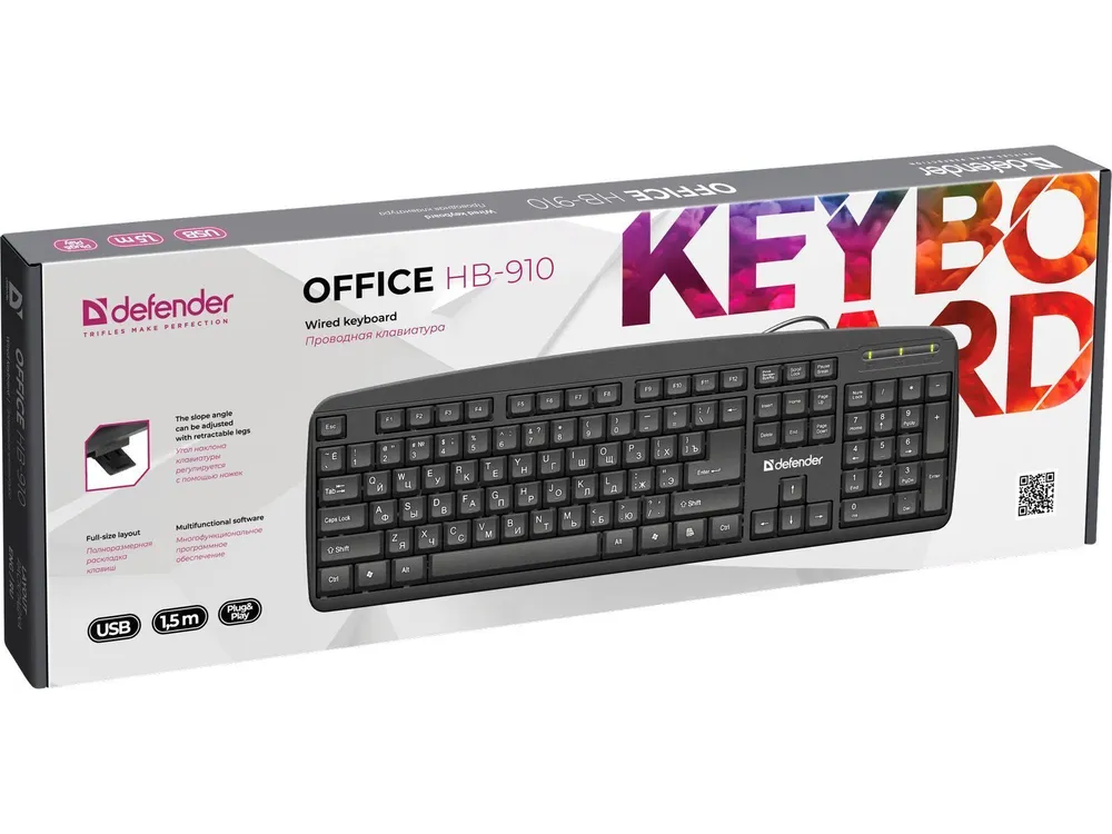 Клавиатура Defender Office HB-910 RU черная купить,0