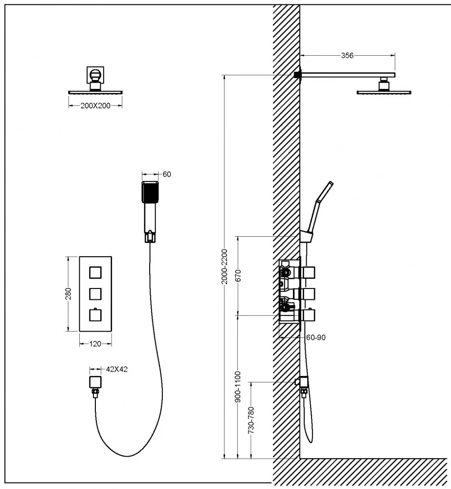 Душевая система Timo Tetra-Thermo SX-0179/03SM черный купить,NaN