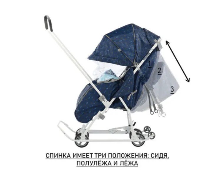 Санки-коляска Nika НДТ3-1К/1 принт северный купить,0