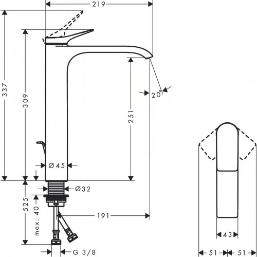 Смеситель Hansgrohe Vivenis 75040670 черный