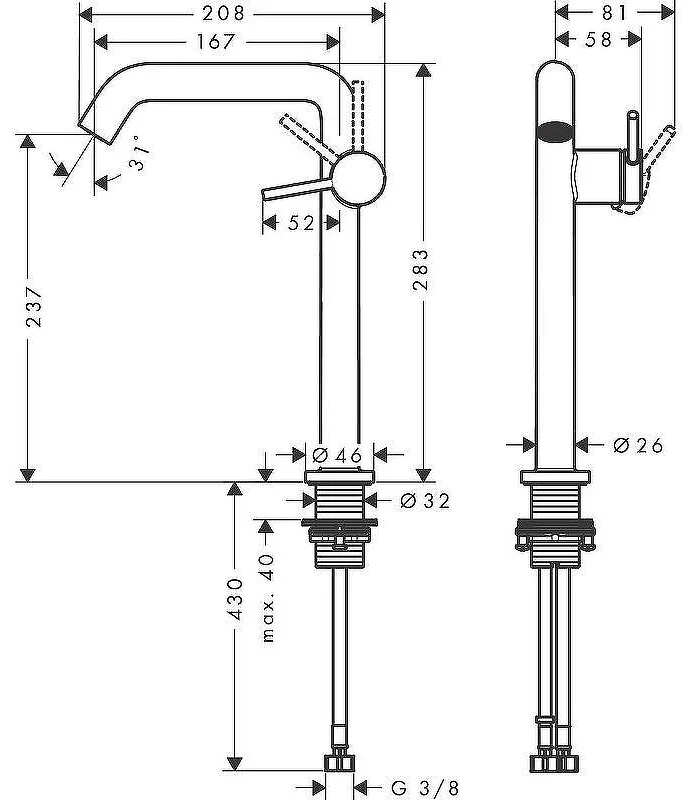 Смеситель Hansgrohe Tecturis S 73370670 черный купить,NaN
