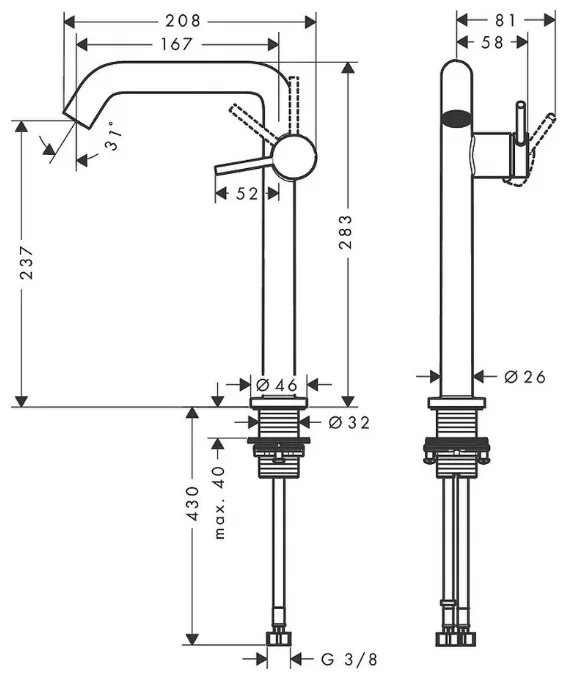 Смеситель Hansgrohe Tecturis S 73370140 бронза купить,NaN