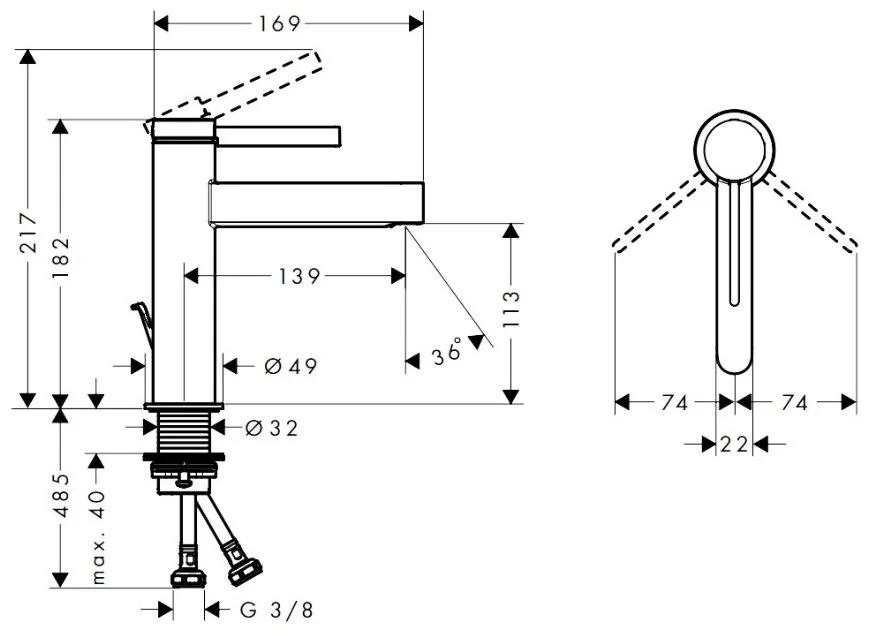Смеситель Hansgrohe Finoris 76020670 черный