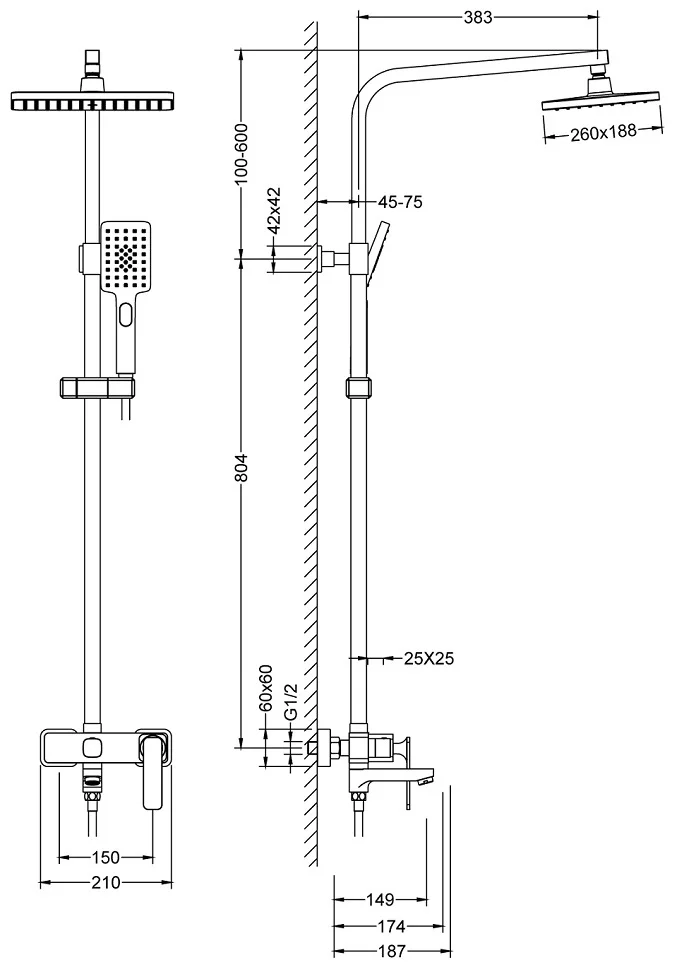 Душевая стойка Timo Torne SX-4320/03 черный купить,NaN