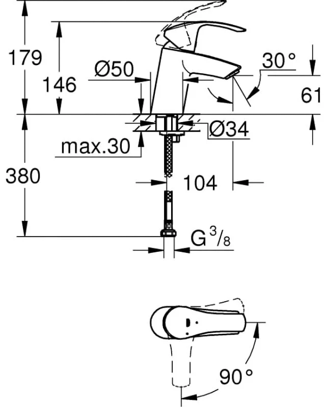 Смеситель Grohe Eurosmart 2015 S-size 32154002 серебристый купить,NaN