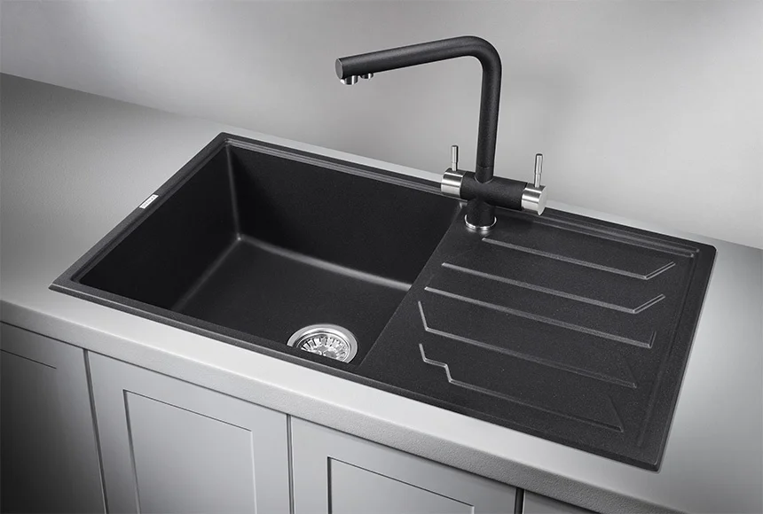 Кухонная мойка Granula 8601 86x50x20см черный кварц   купить,316400