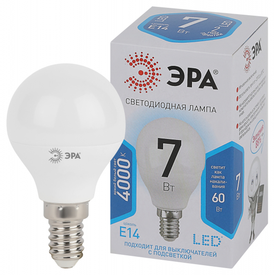Лампа светодиодная Эра STD LED P45-7w-840-E14 нейтральная