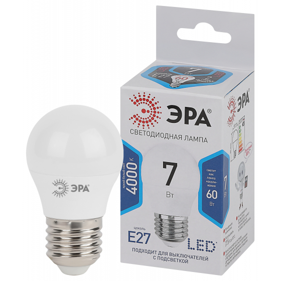 Лампа светодиодная Эра STD LED P45-7w-840-E27 нейтральная купить,NaN