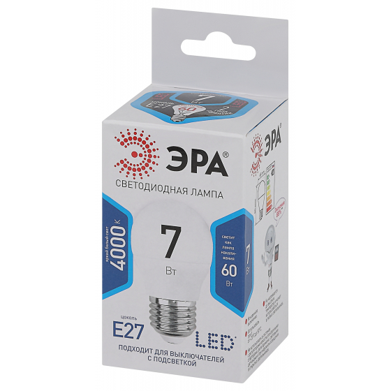 Лампа светодиодная Эра STD LED P45-7w-840-E27 нейтральная купить,NaN