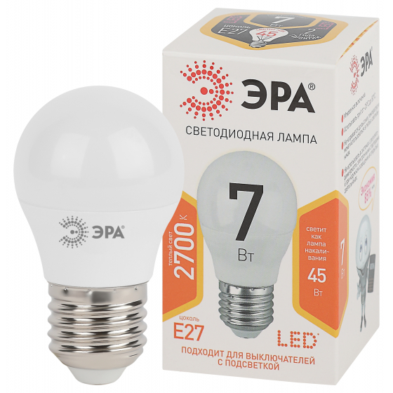 Лампа светодиодная Эра STD LED P45-7W-827-E27 теплая - ForteMarket Лампа светодиодная Эра STD LED P45-7W-827-E27 теплая купить,0