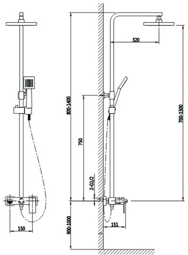 Душевая стойка Timo Briana SX-7130/17 золото матовое
