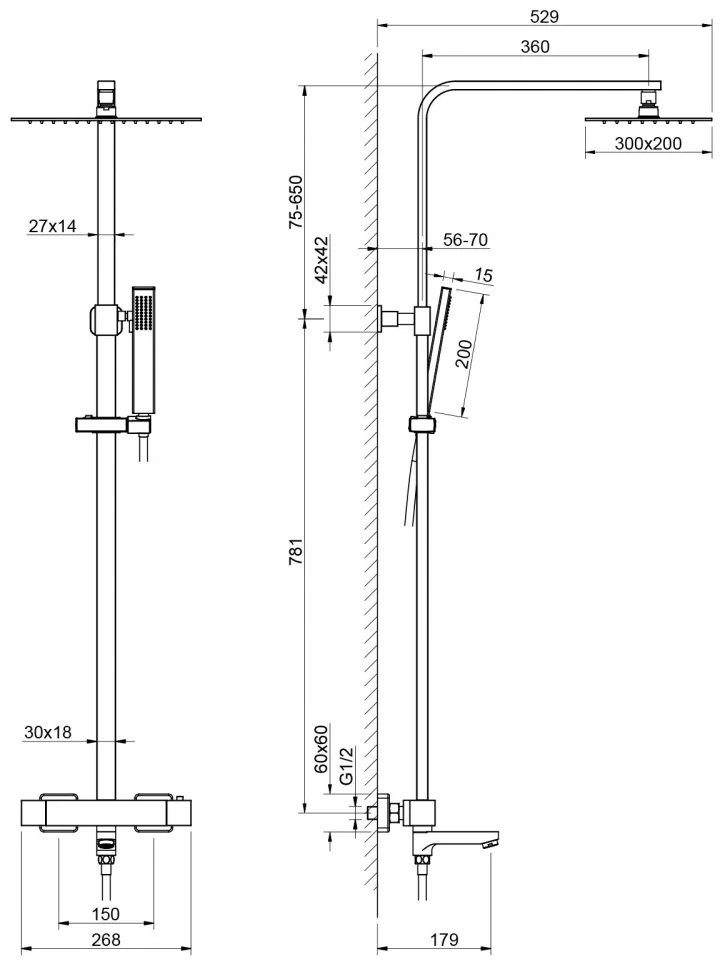 Душевая стойка Timo Tetra-Thermo SX-0169/18 черное золото купить,NaN