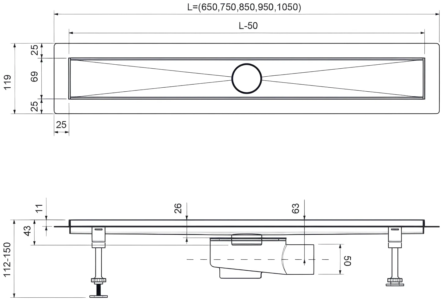 Душевой лоток TIMO Drain System 800 80х11см хром купить,NaN