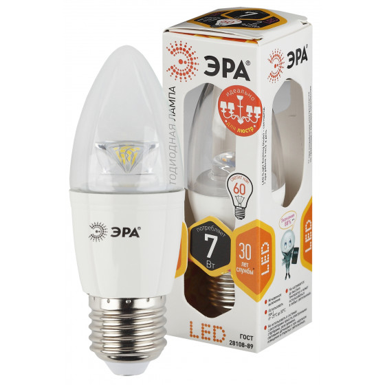 Лампа светодиодная Эра STD LED B35-7W-827-E27 теплая купить,0