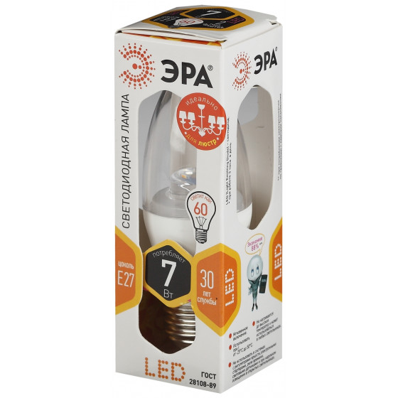 Лампа светодиодная Эра STD LED B35-7W-827-E27 теплая купить,0