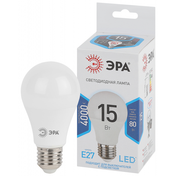 Лампа светодиодная Эра STD LED A60-15W-840-E27 нейтральная купить,NaN