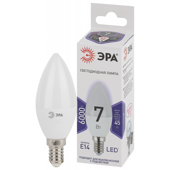 Лампа светодиодная Эра STD LED B35-7W-860-E14 холодная купить,0
