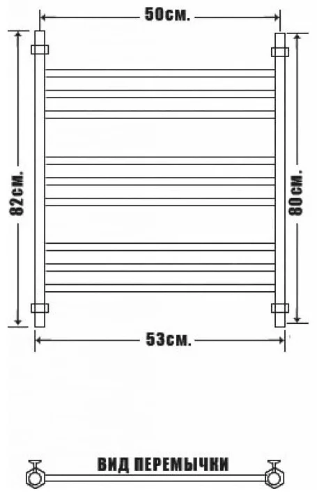 Полотенцесушитель Ника Classik ЛД r2 80/40 RAL9005МАТ 80х40см черный