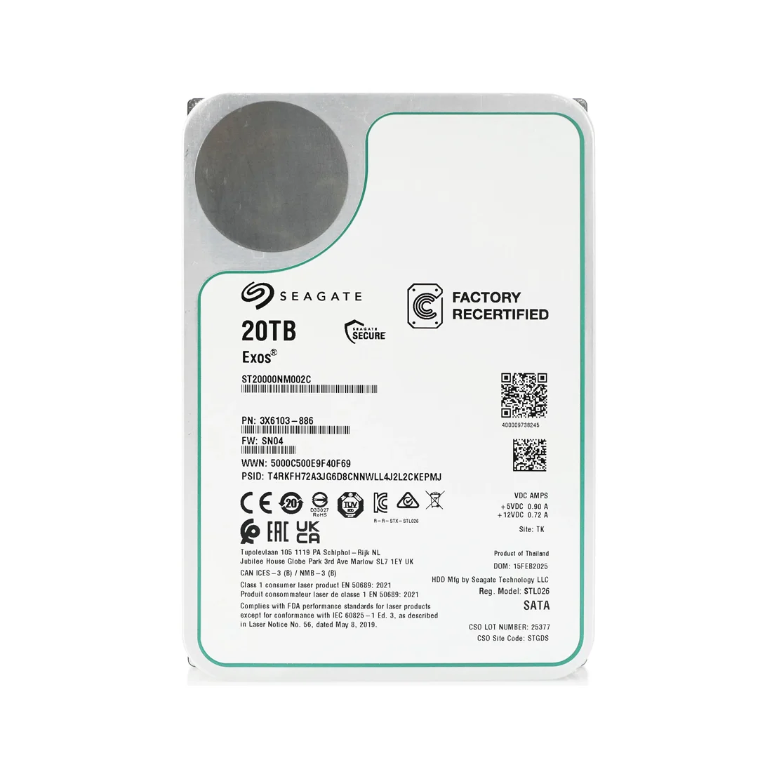 Жесткий диск Seagate Exos X20 SATA ST20000NM002C 20TB 