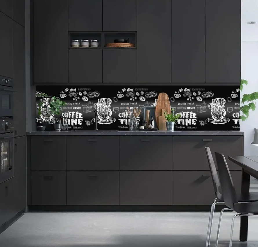 Фартук Stella Кофе Time 300х60см черный купить,NaN