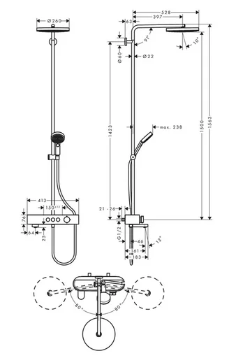 Душевая система с термостатом Hansgrohe Pulsify Showerpipe 260 24230000 хром