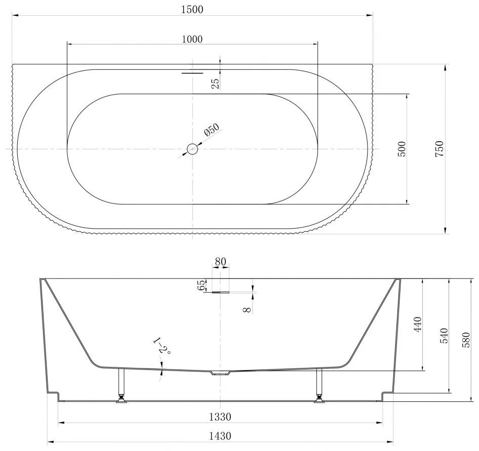 Акриловая ванна ABBER AB9330-1.5 150x75x58см белая купить,NaN