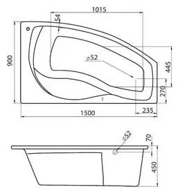 Ванна Santek Майорка 150x90x45см + опора + экран белый