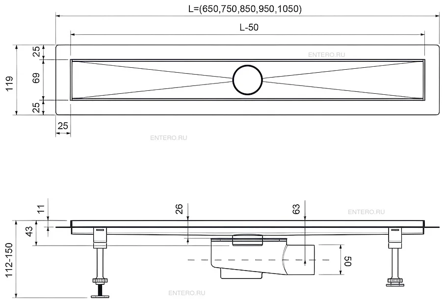 Душевой лоток Timo Drain System 700 75х11.9см черный купить,NaN