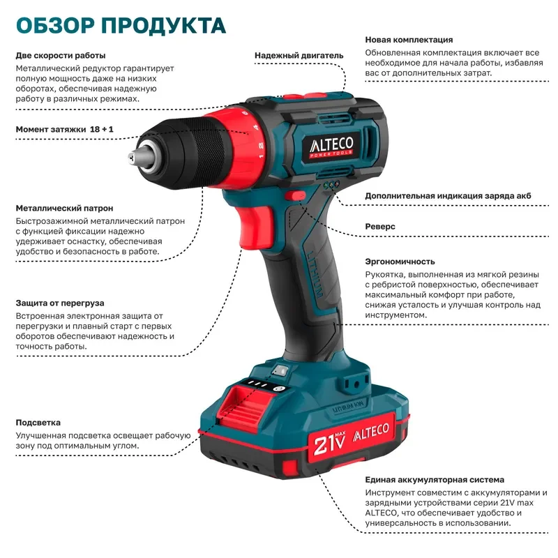 Дрель-шуруповерт Alteco CD 21-35 - ForteMarket Дрель-шуруповерт Alteco CD 21-35 купить,0