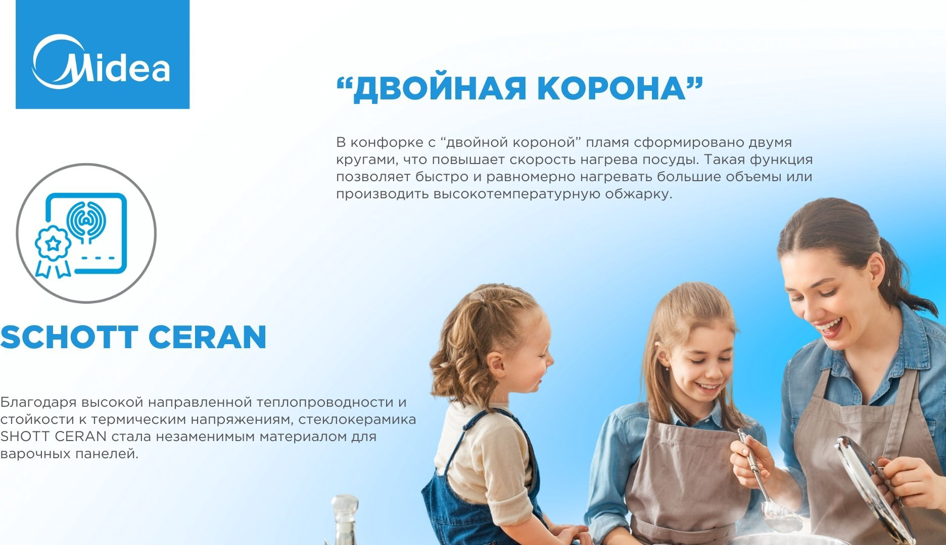 Варочная поверхность Midea MG684TG B черный купить,NaN