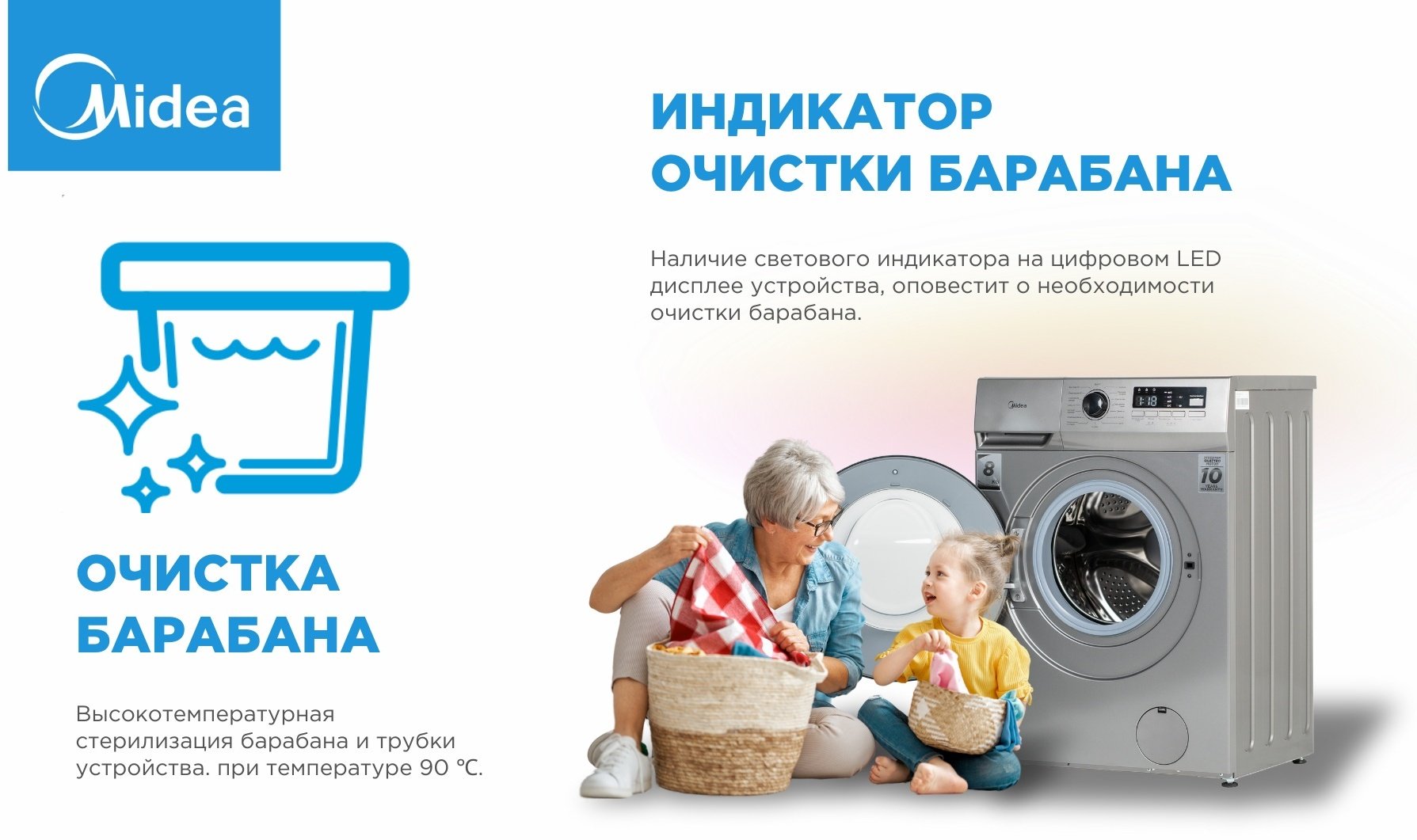 Стиральная машина Midea MFN03W80B/S-KZ серый купить,0