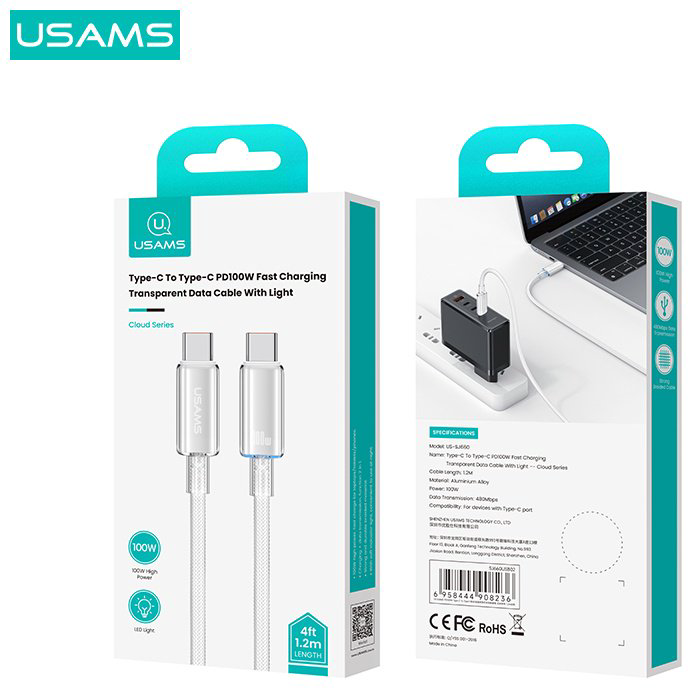 Кабель Usams USB TypeC (M) белый купить,NaN