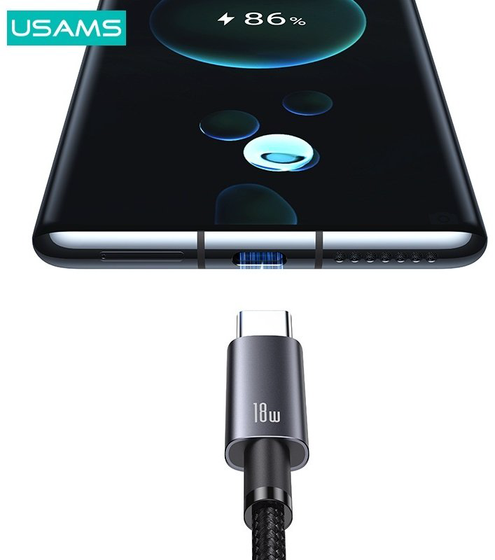 Кабель Usams USB 2.0 (F), USB TypeC (M) черный купить,NaN