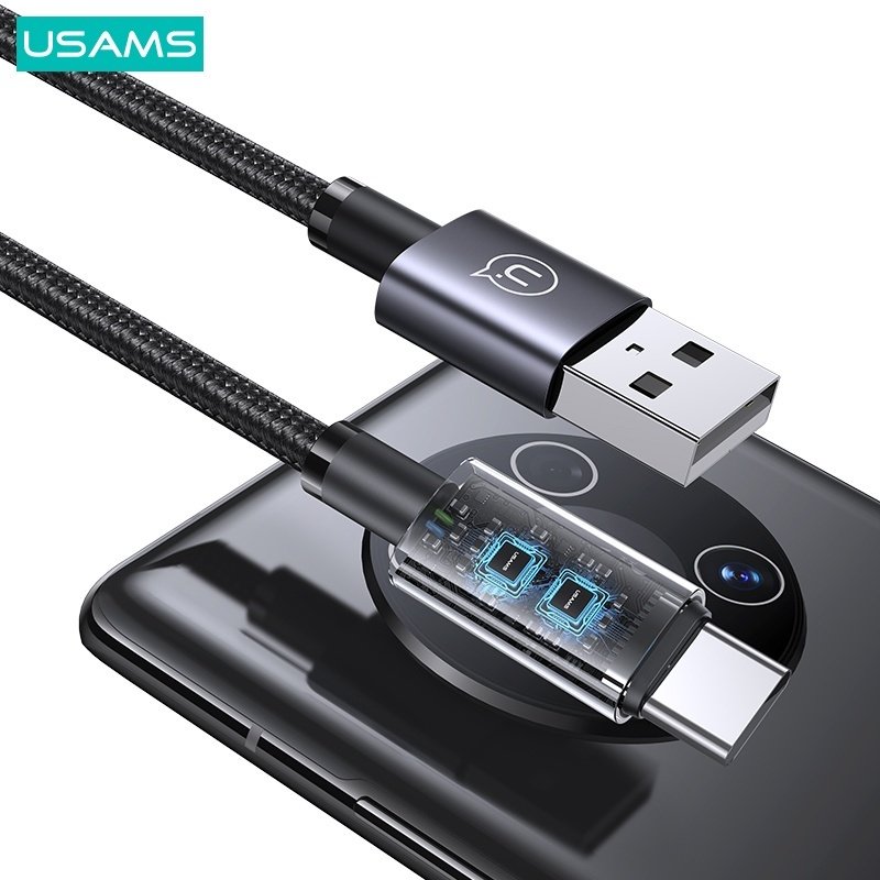 Кабель Usams USB 2.0 (F), USB TypeC (M) черный купить,0