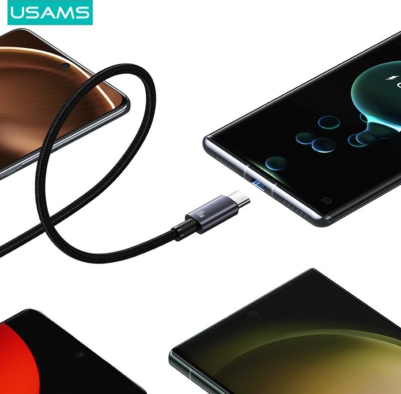 Кабель Usams USB 2.0 (F), USB TypeC (M) черный купить,0